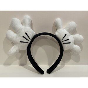 DISNEY MICKEY MOUSE Plush WHITE GLOVES Hands MOUSE EARS Headband Hairband Hat